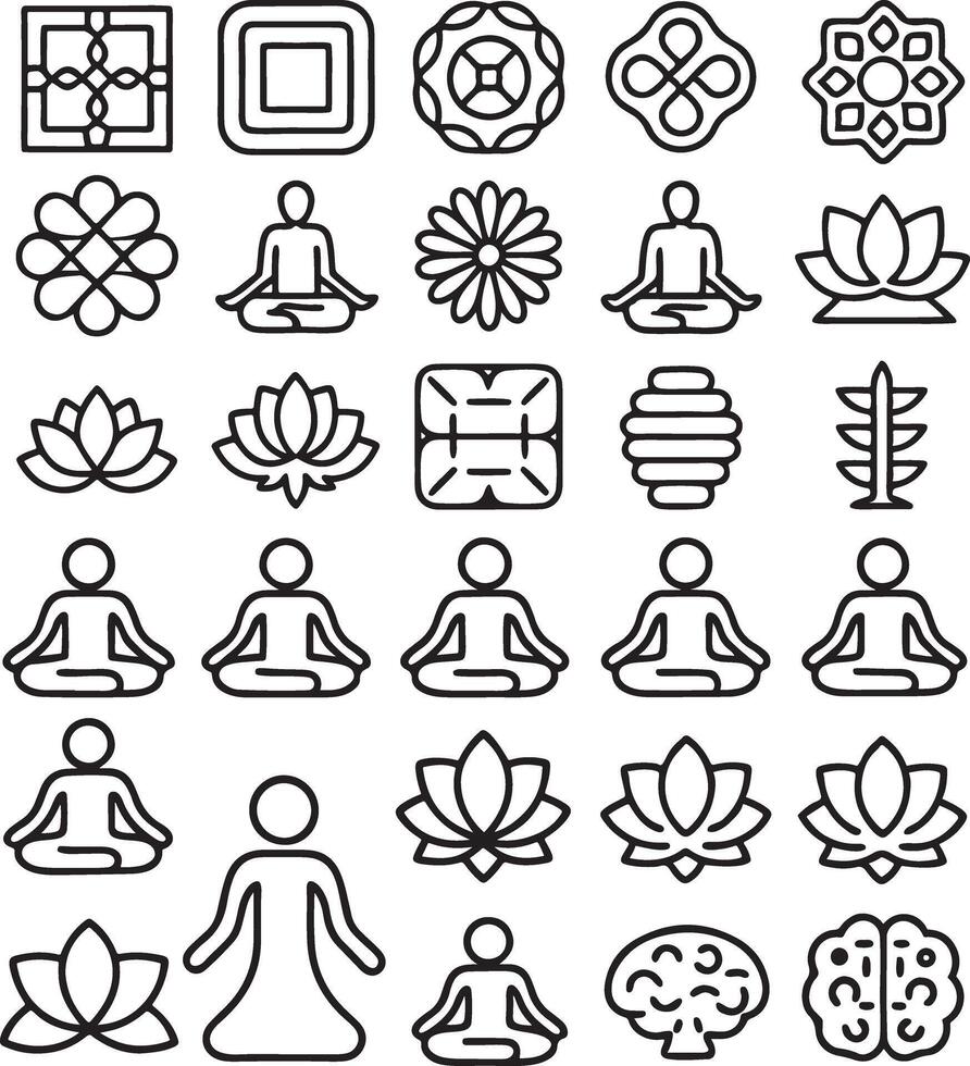 Yoga meditation line art icon vector