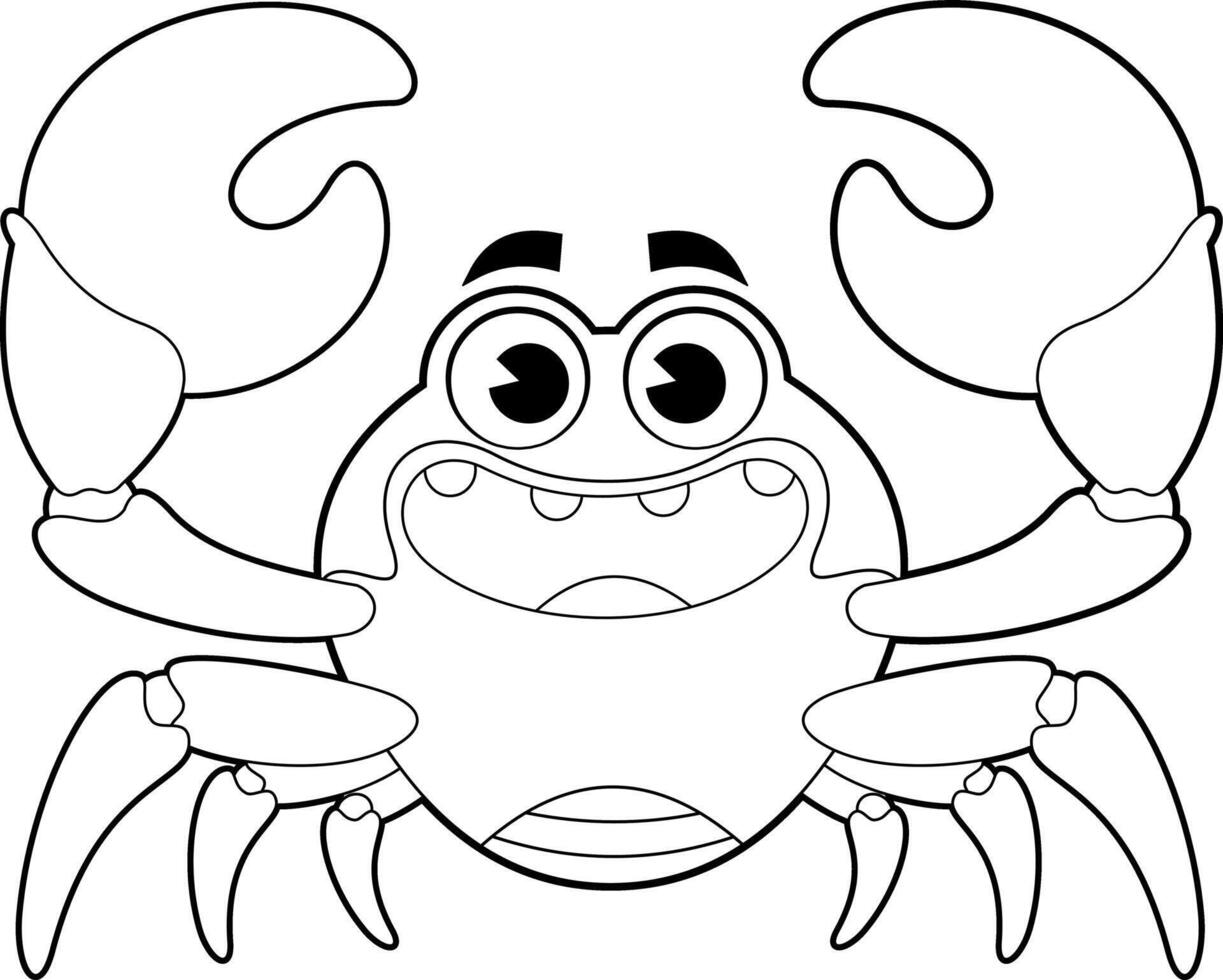 Funny Cartoon Crab Coloring Page with Big Claws and Happy Expression for Kids and Art Projects vector