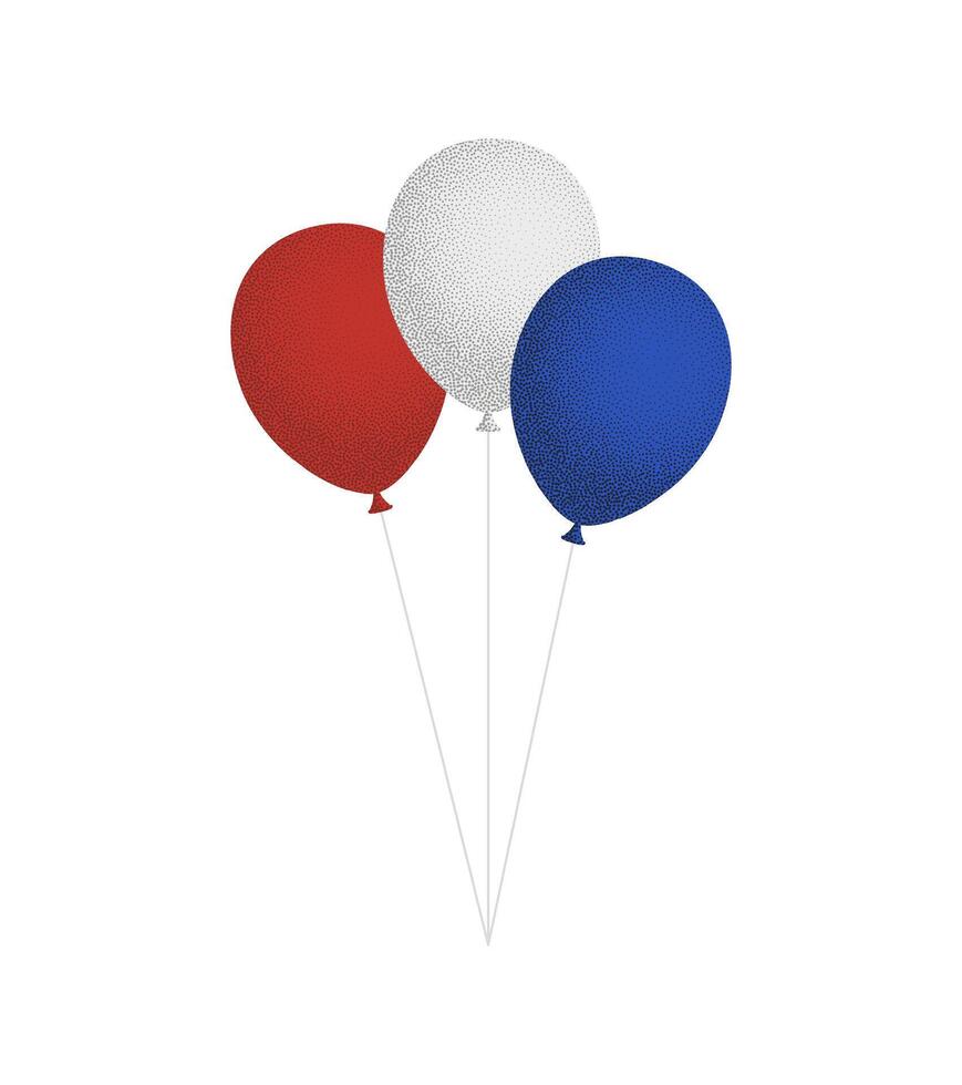 Three red, white and blue balloons on a white background vector