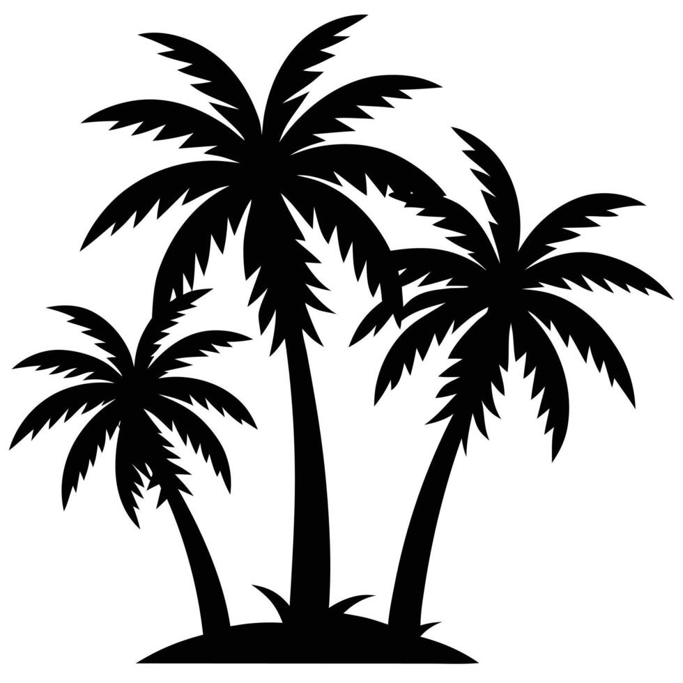 Palm Tree Silhouette on White Background vector