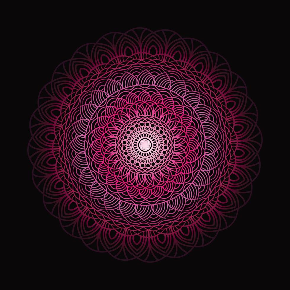 Abstract spiral minimalist wavy round mandala in dark purple color background. vector