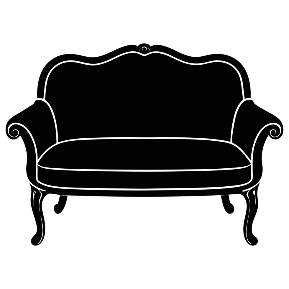 Black Silhouette of a Luxurious Vintage sofa vector