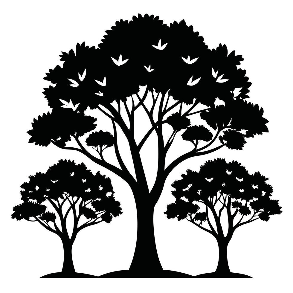 Elegant Tree Silhouette Graphic on Plain White vector