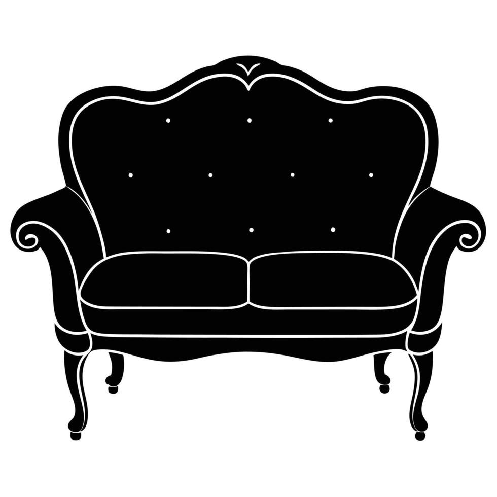 Minimalist Antique Sofa Silhouette Art vector