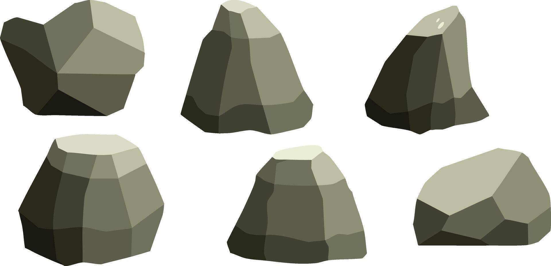 a set of stone rocks in different shapes vector