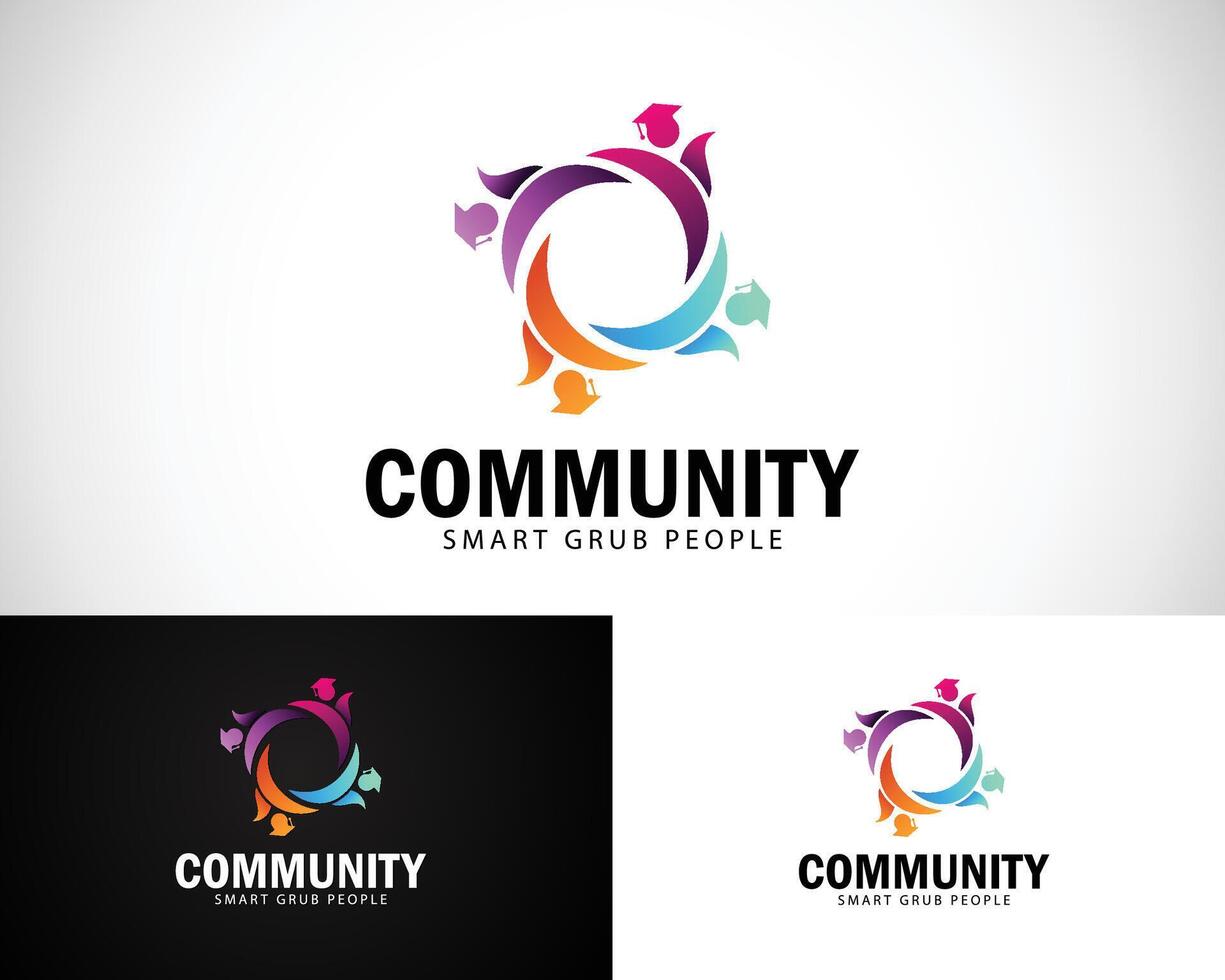 community logo design concept charity team connection education creative vector