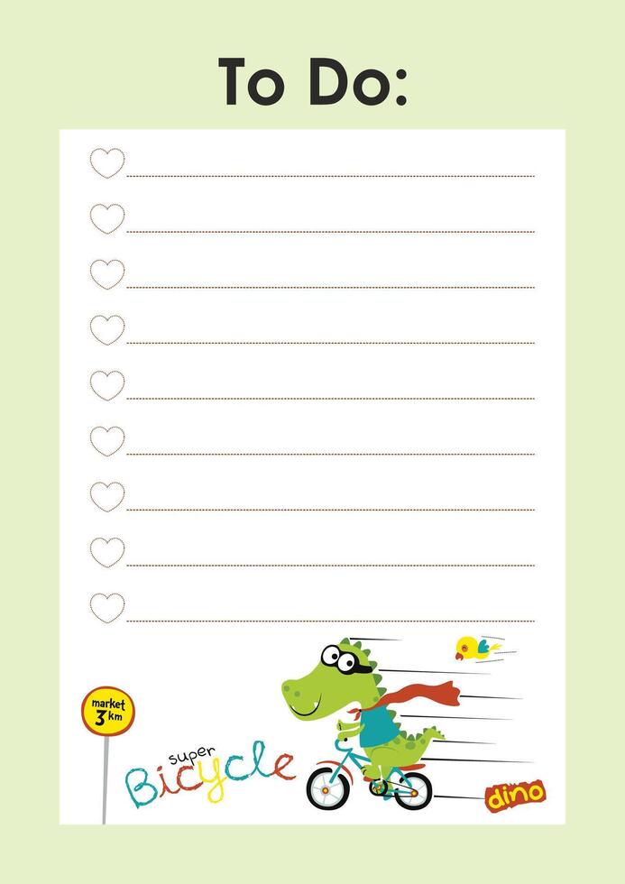 to do list template for kids dino vector