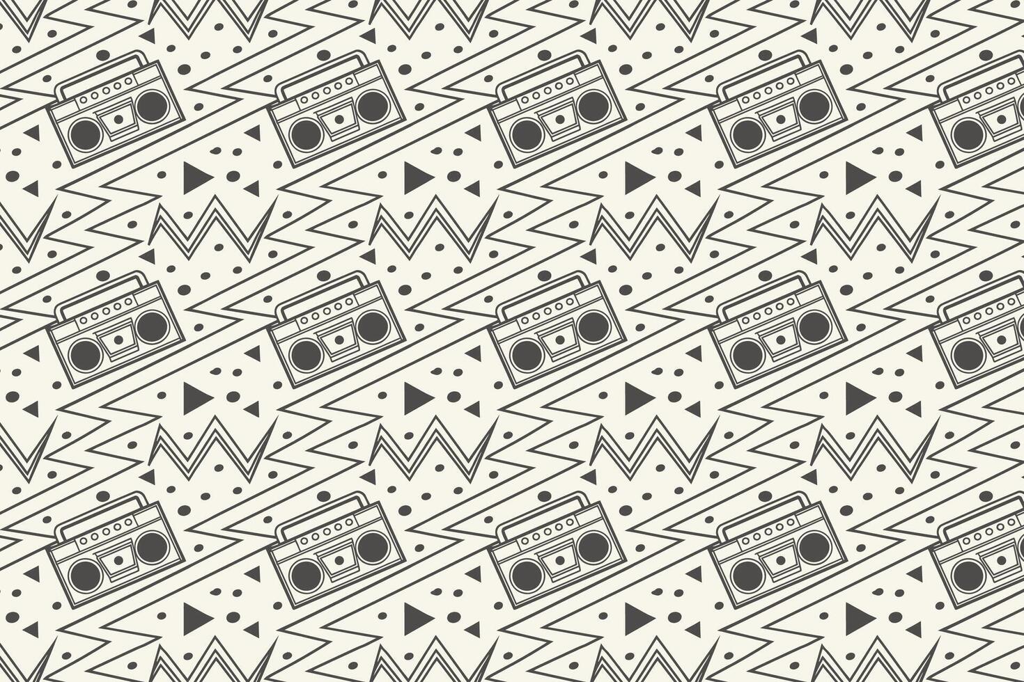 seamless pattern with retro boombox and retro music vector
