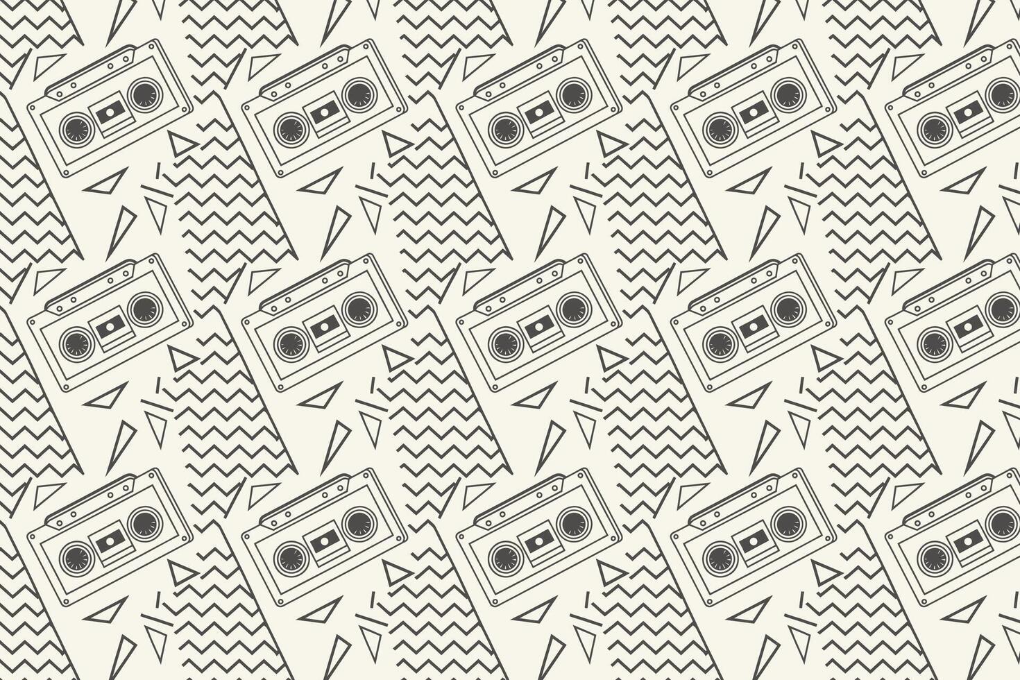 a pattern with a cassette tape on it vector