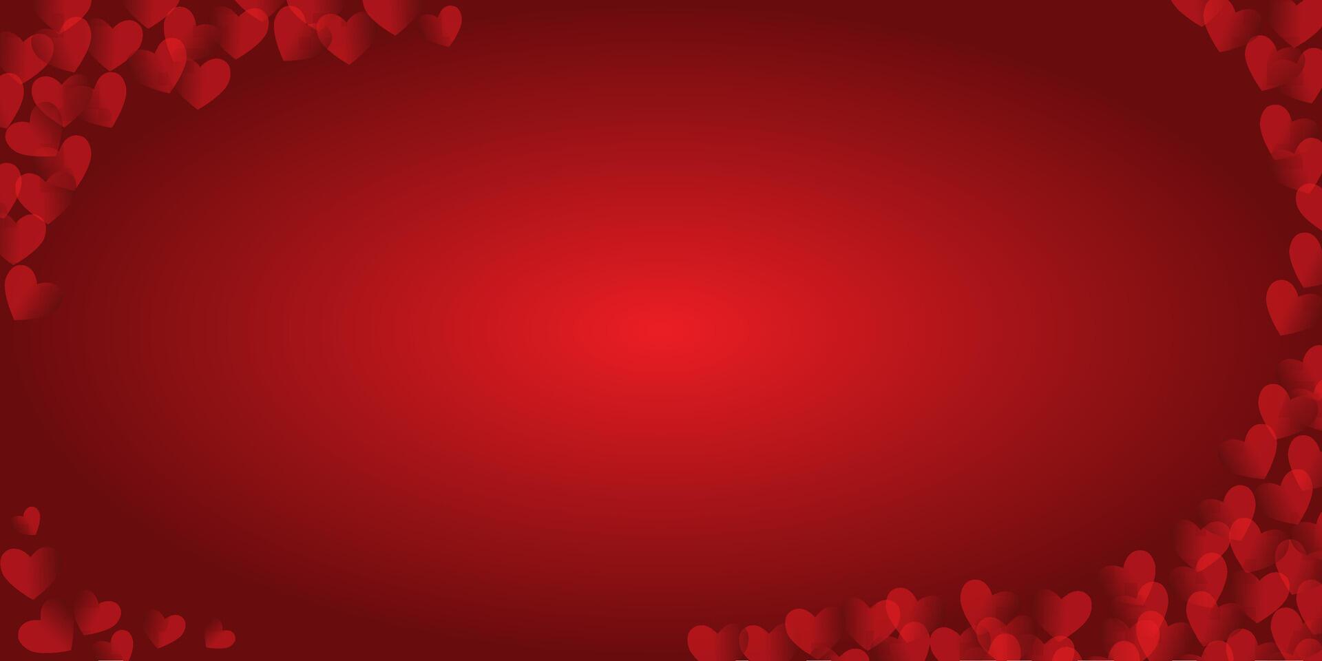 Happy Valentines Day copy space lettering design. Red hearts on red background. Banner for greeting cards, templates,wrapping. vector