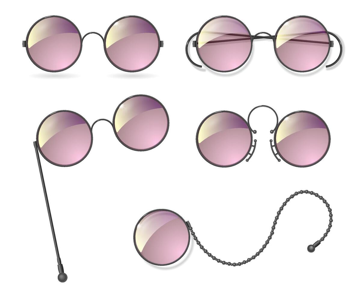 Set round glasses with different glass vector