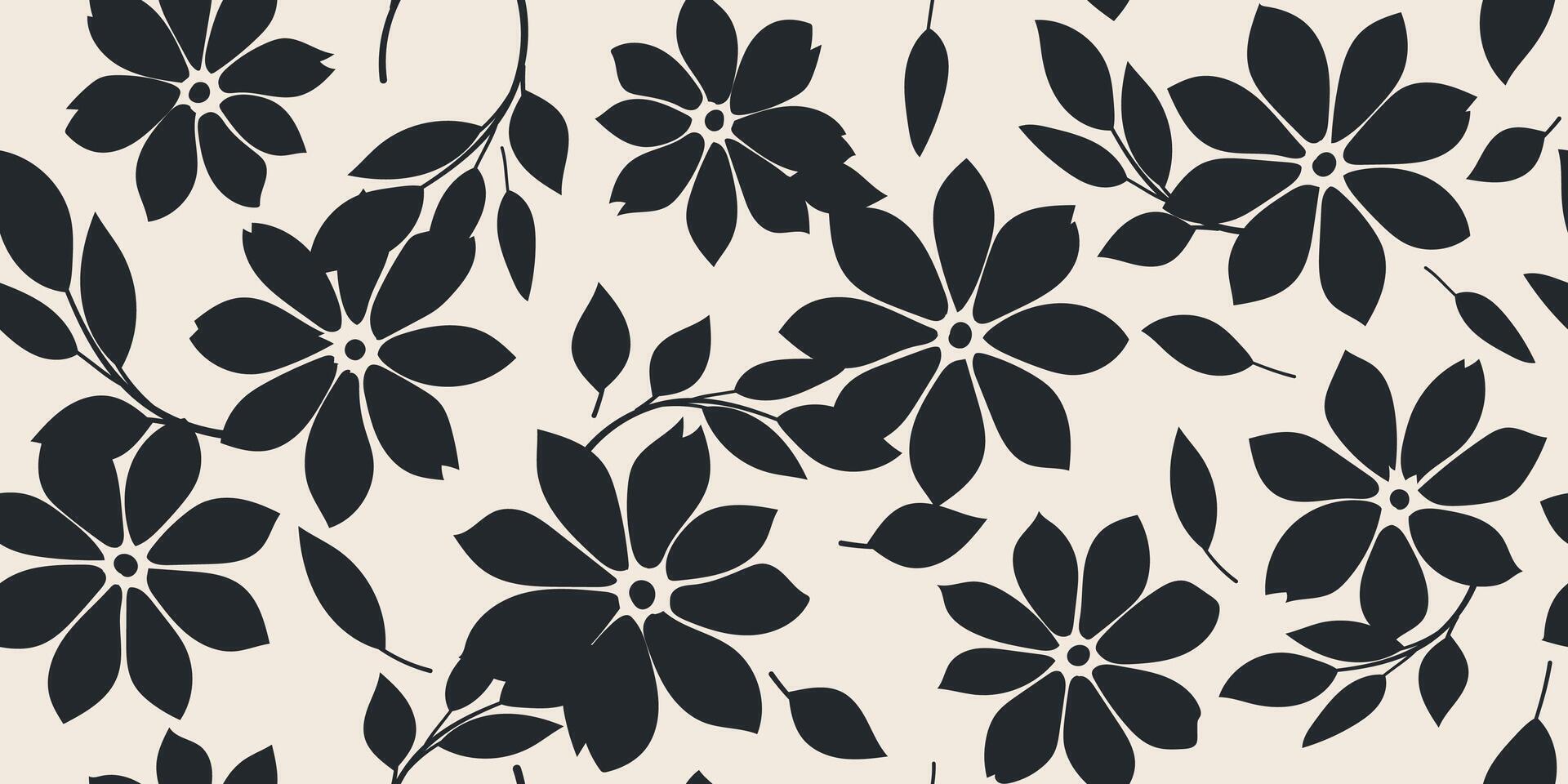 Abstract flower seamless pattern background. Modern print in black and white colors for textile design, fabric, wallpaper, card, wall art and posters vector