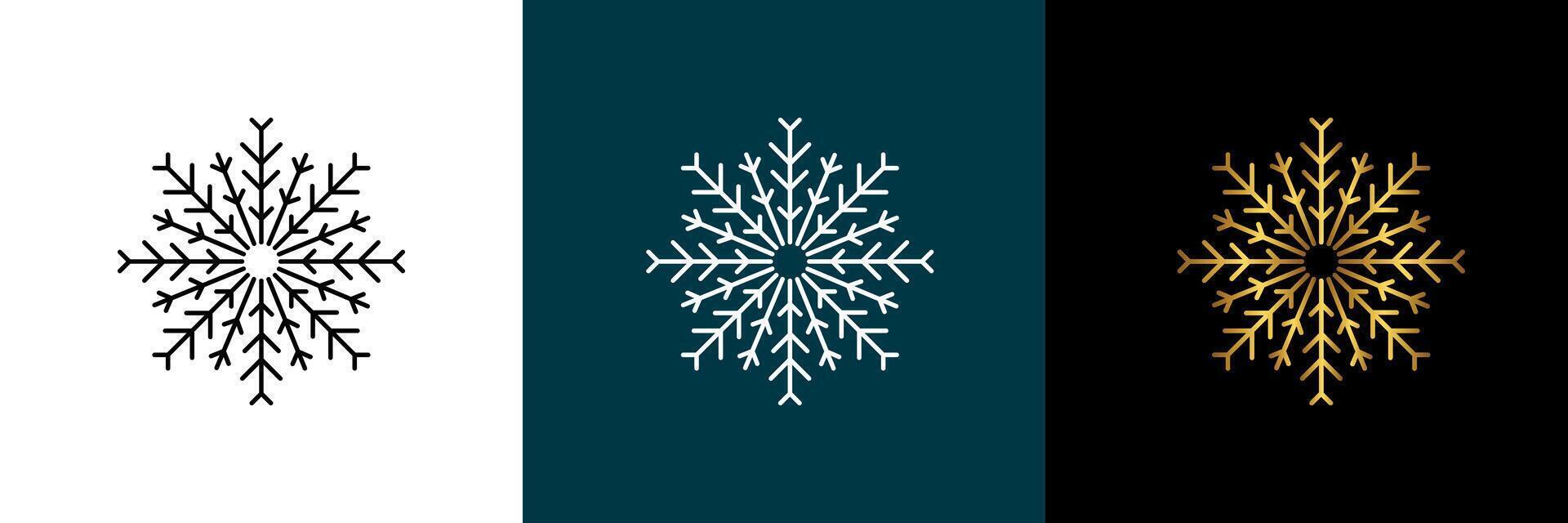 Symmetrical graphic snowflake. circular pattern. Color black, white, gold. Isolated design element for themes abstract geometrical modern decoration round logo template. vector