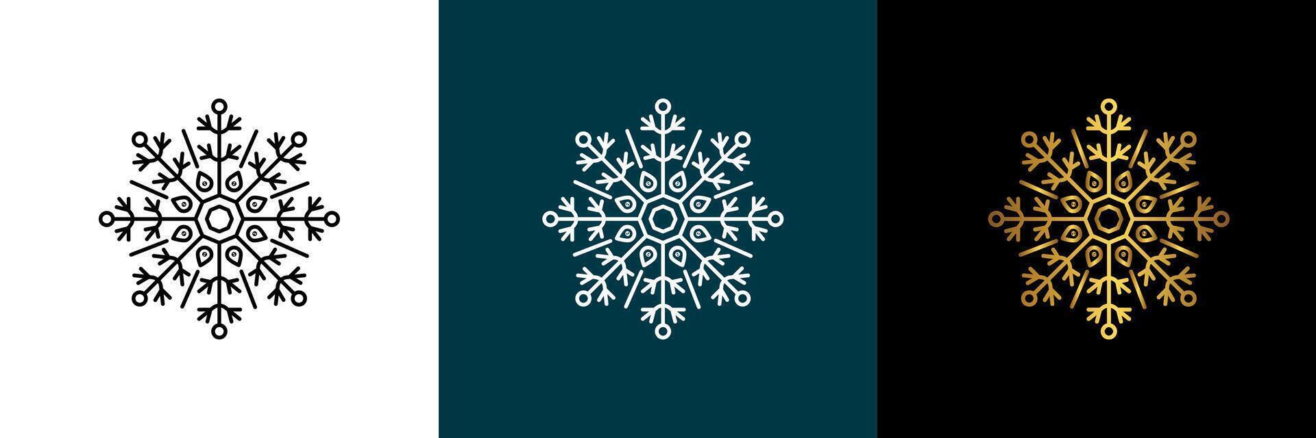 Symmetrical snowflake. circular graphic pattern. Color black, white, gold. Isolated design element for themes abstract geometrical modern decoration round logo template. vector