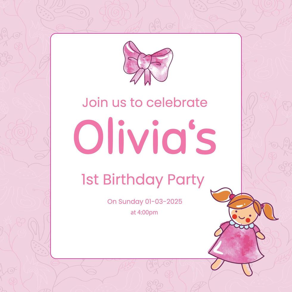 A greeting card invitation for birthday party vector