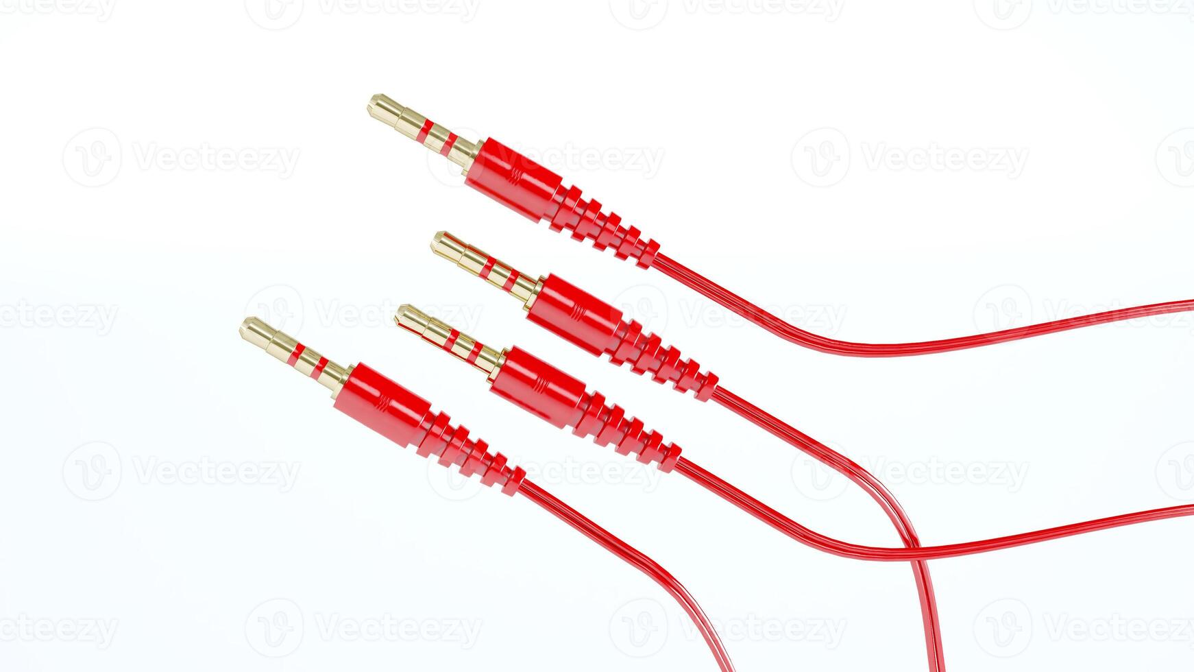 3D render of red Audio cable isolated on white background photo