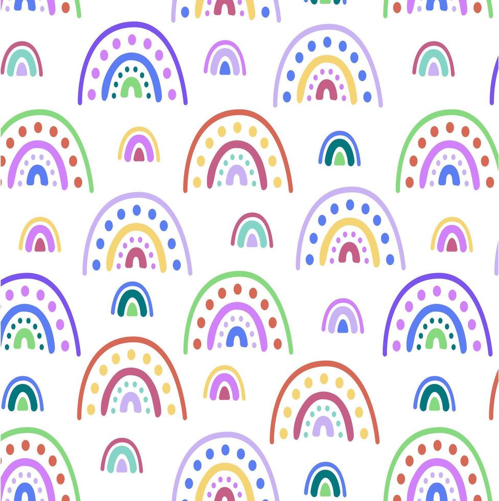 Seamless rainbow doodle pattern for child textile, fabric, wrapping, apparel design, wallpaper vector