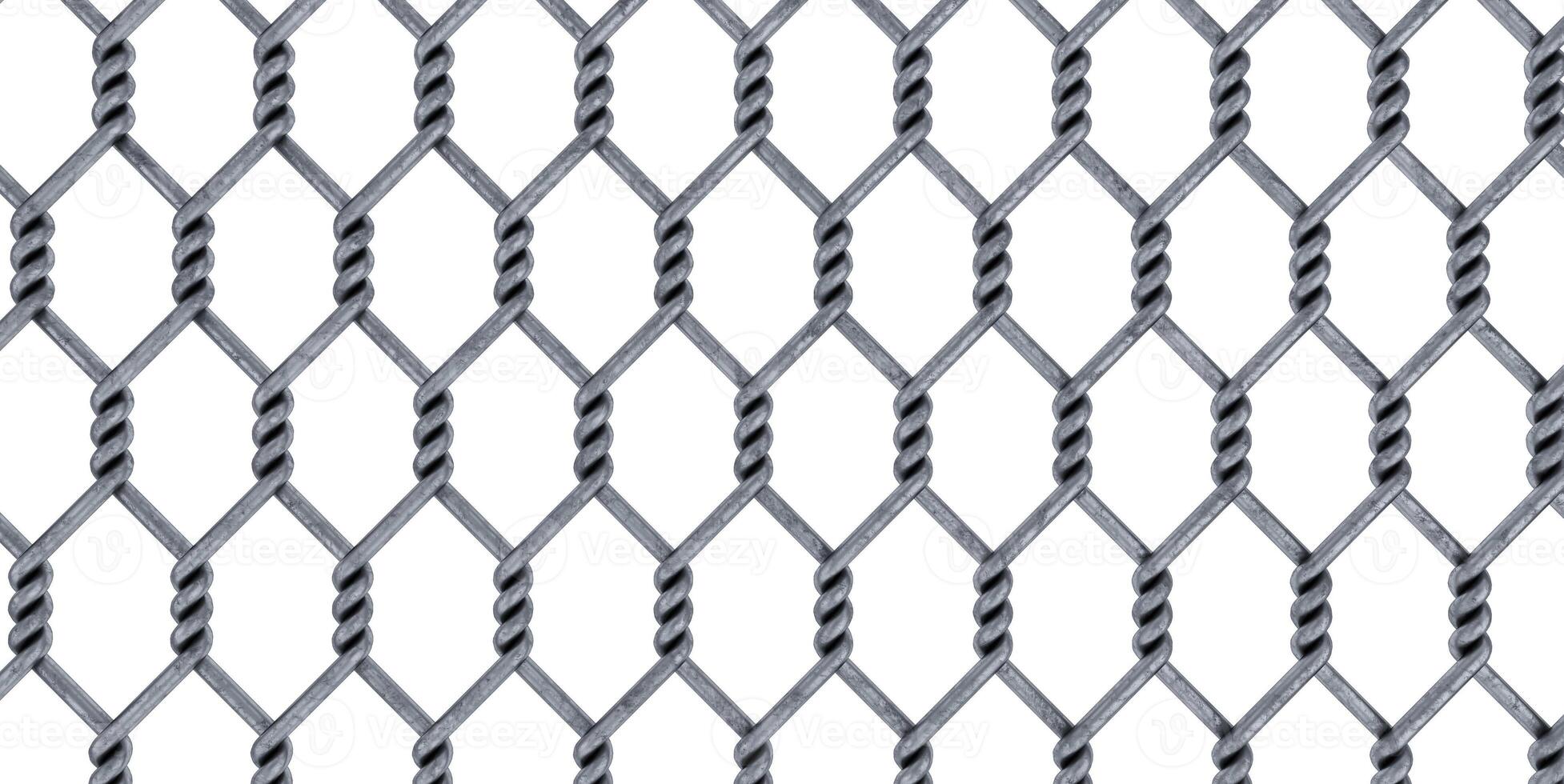 3D render of steel mesh isolated on white background, metal fence mesh photo
