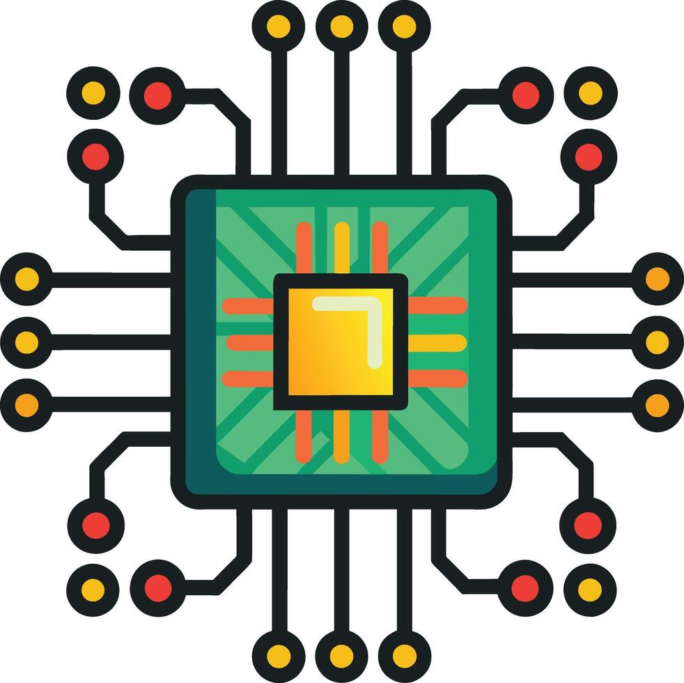 PrintA modern computer circuit board chip icon vector