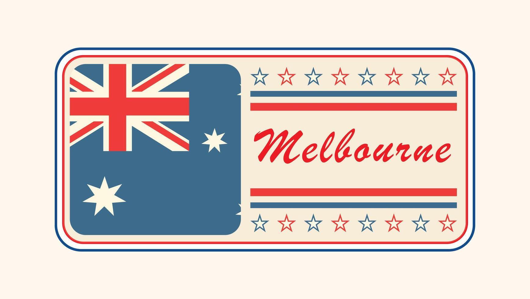 Vintage Melbourne Nameplate with Australian Flag Design vector
