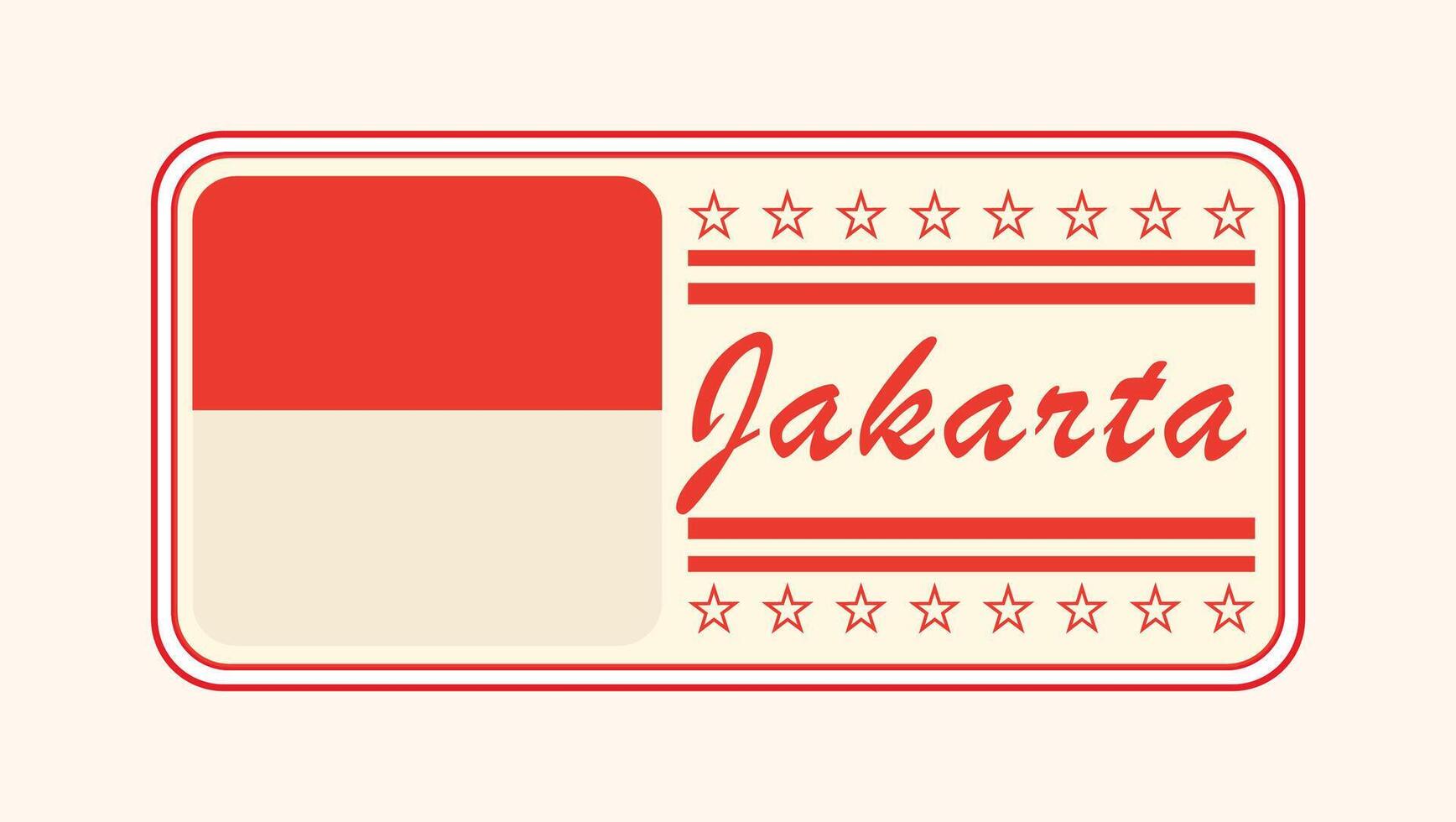 Vintage Jakarta Nameplate with Indonesian Flag Design vector