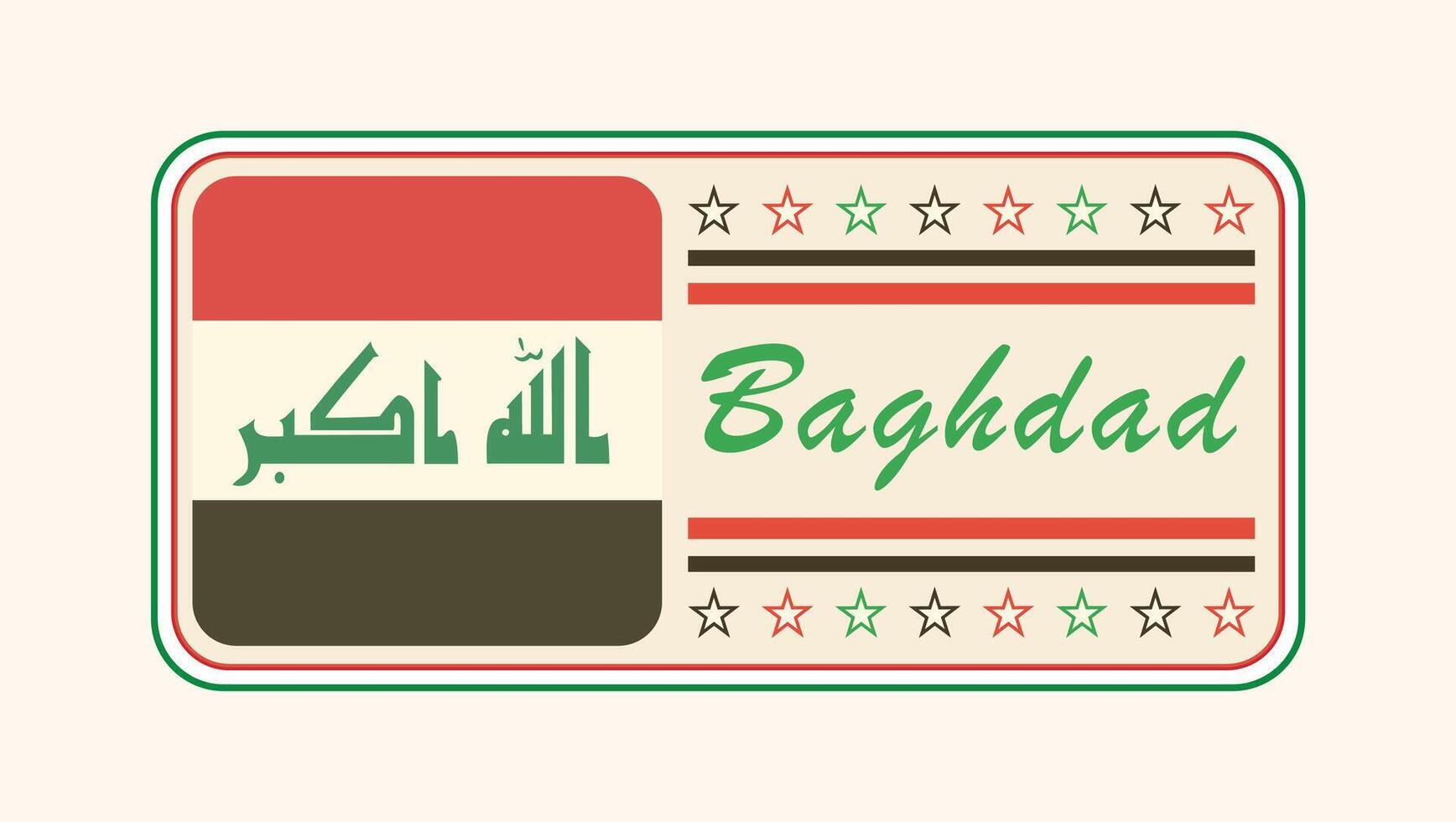 Vintage Baghdad Nameplate with Iraqi Flag Design vector