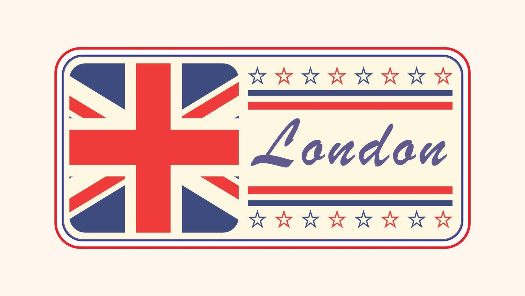 Vintage London Nameplate with UK Flag Design vector