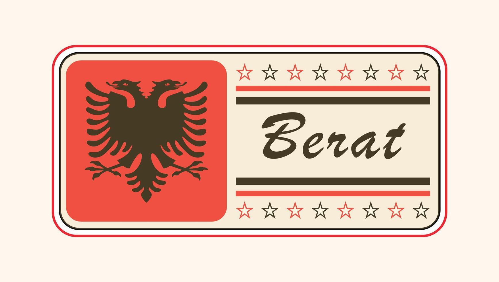 Vintage Berat Nameplate with Albanian Flag Design vector