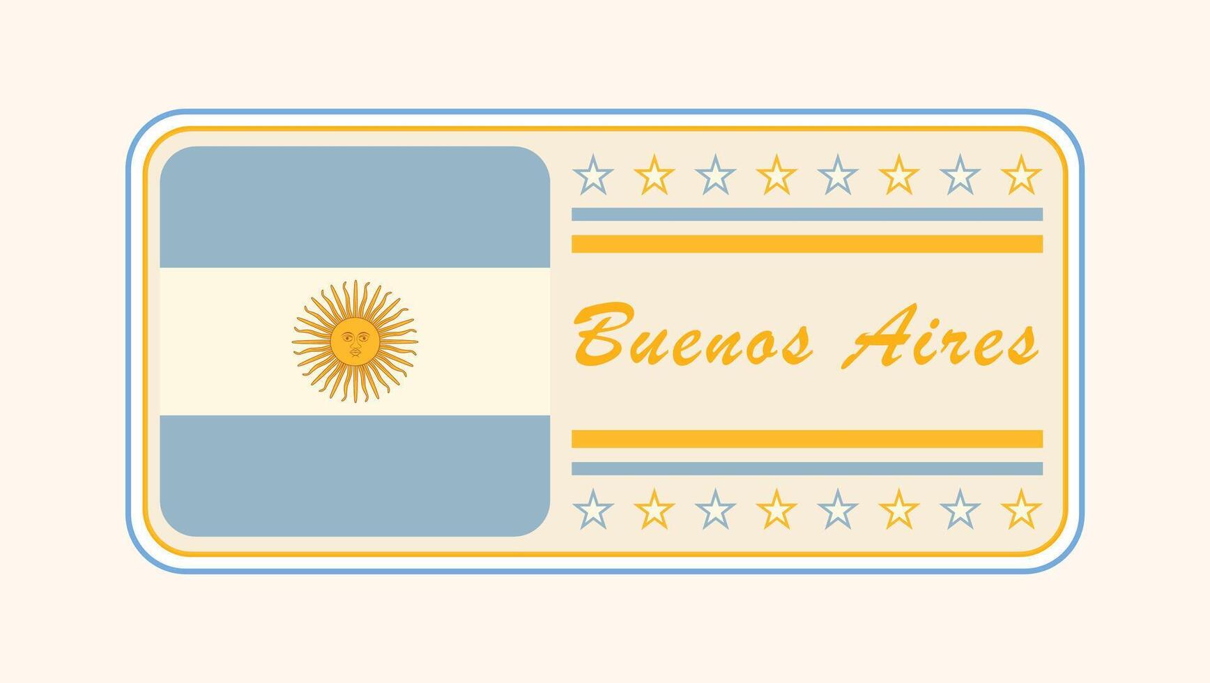 Vintage Buenos Aires Nameplate with Argentine Flag Design vector