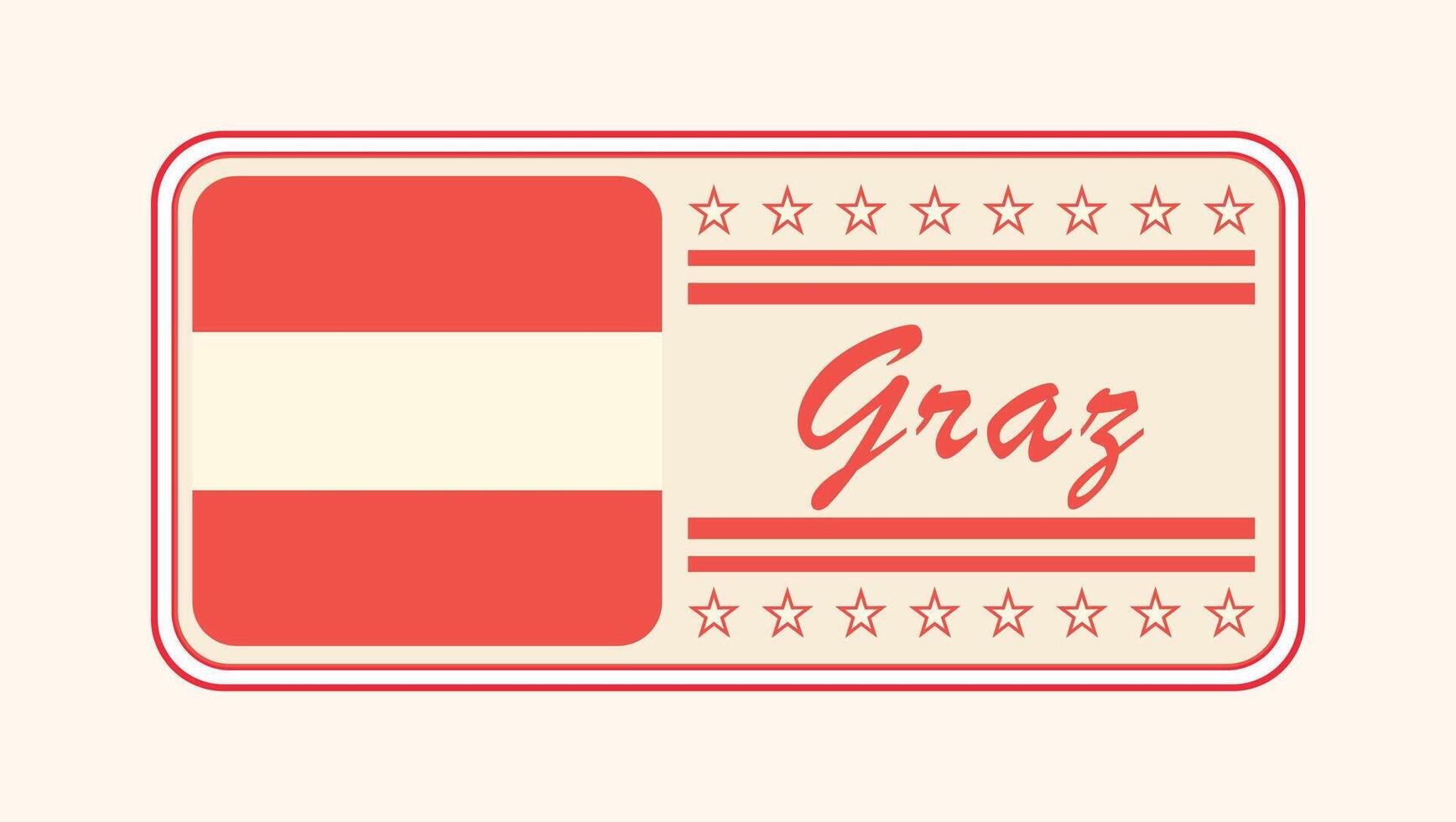 Vintage Graz Nameplate with Austrian Flag Design vector