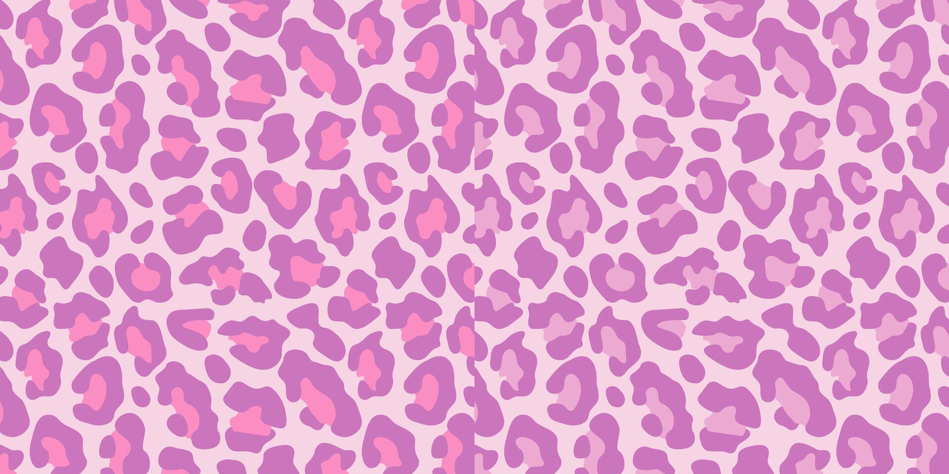 Abstract pink violet leopard seamless pattern set. Animal skin camouflage background design. Bright illustration. vector