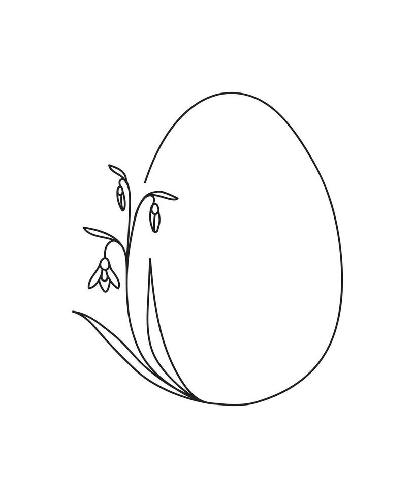 Easter egg concept. Easter frame with snowdrops. Design for easter, wedding. Minimalist illustration. vector
