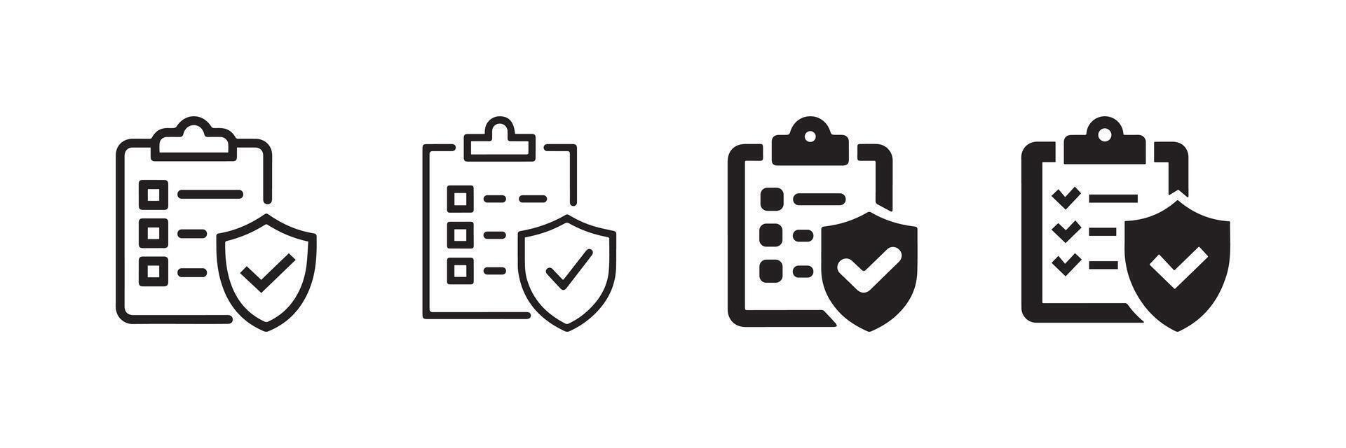 Checklist and Security Shield Icon Set Business Protection and Verification vector