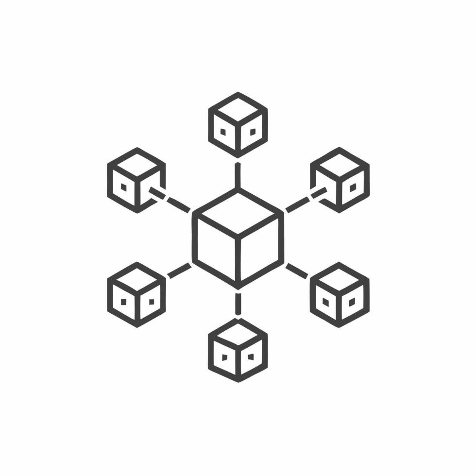 Interconnected cubes forming a network symbolizing collaboration and digital connections in modern technology vector