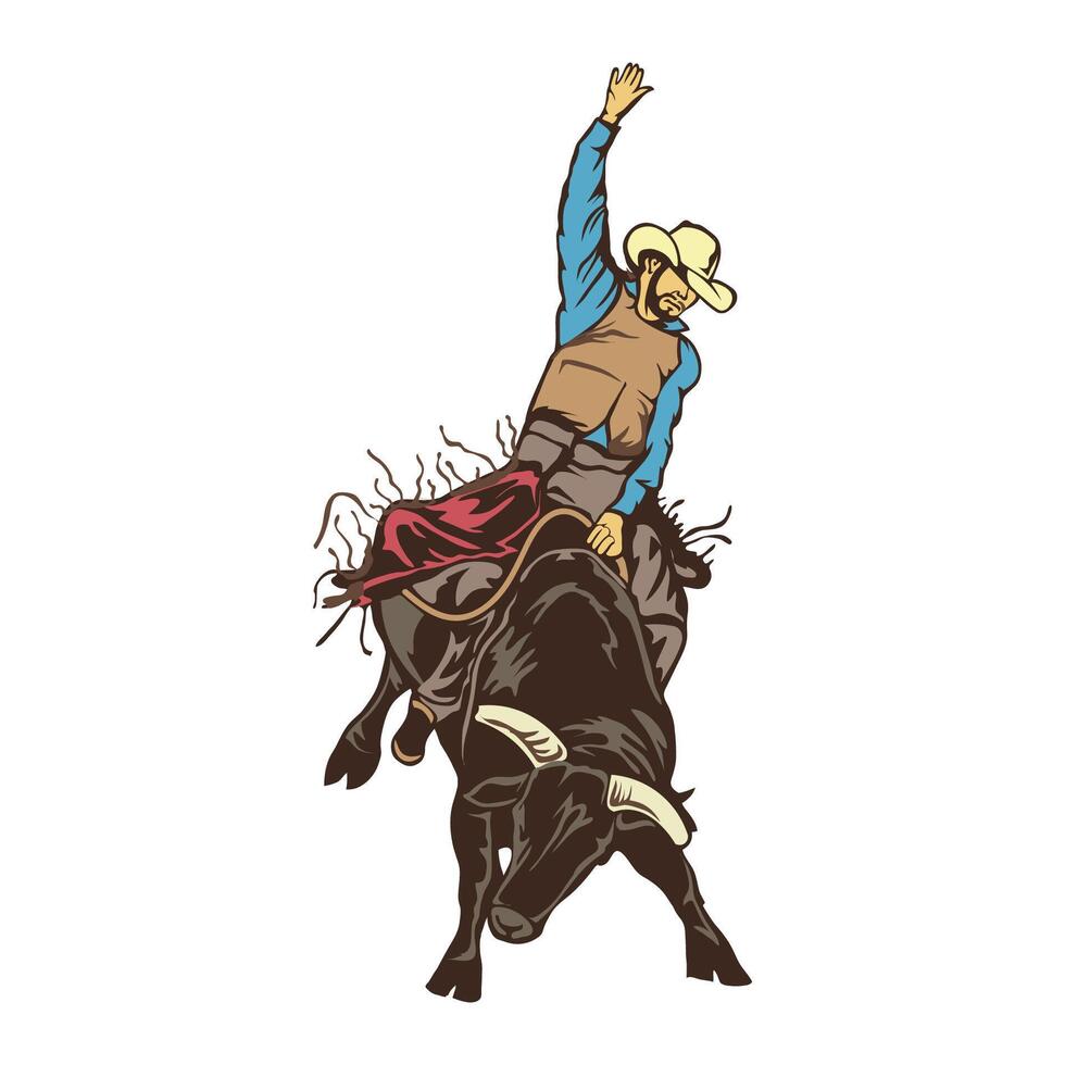 Rodeo rider in action, perfect for t shirt design vector