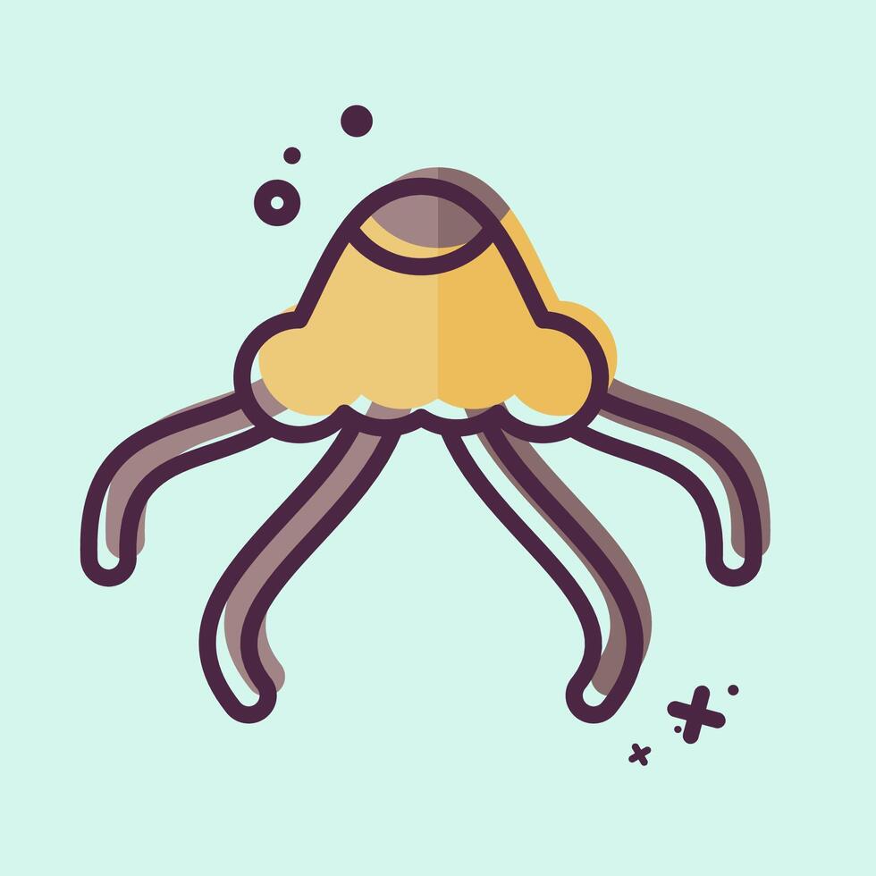 Icon Jelly Fish. related to Summer symbol. MBE style. design editable vector