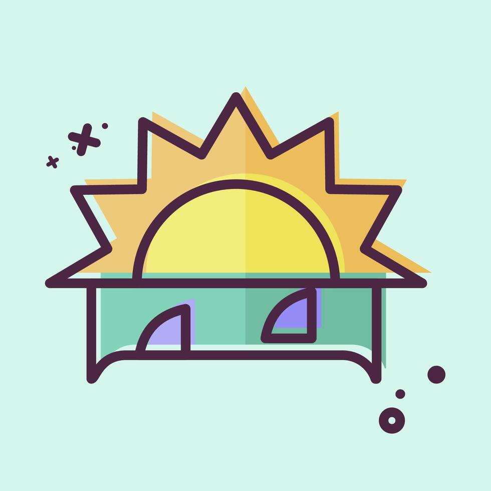 Icon Sunset. related to Summer symbol. MBE style. design editable vector