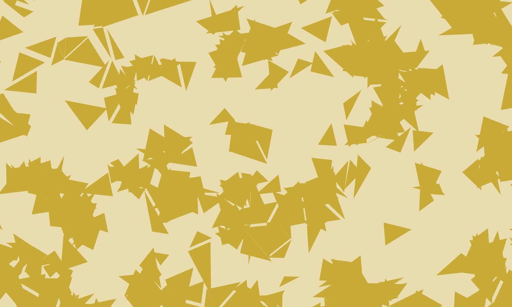 Chaotic and stacked triangle pattern background on light yellow mustard color. Abstract geometric design vector