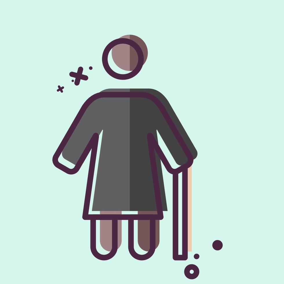 Icon Old Woman. related to Retirement symbol. MBE style. design editable vector