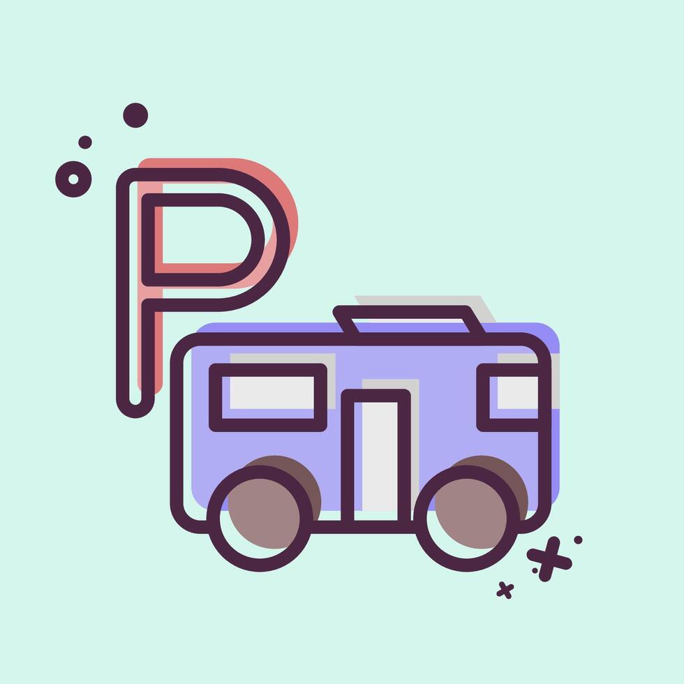 Icon Bus Parking. related to Parking symbol. MBE style. design editable vector
