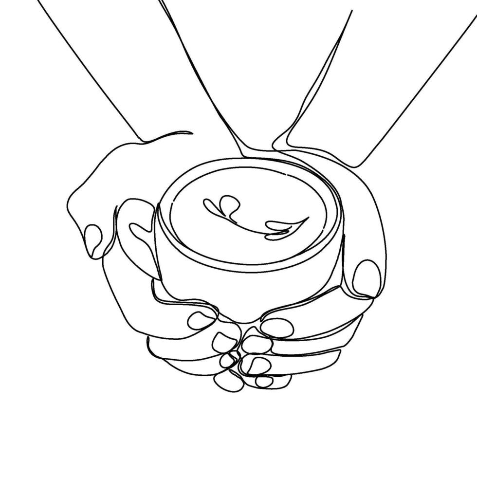 A hand holding a cup of coffee vector