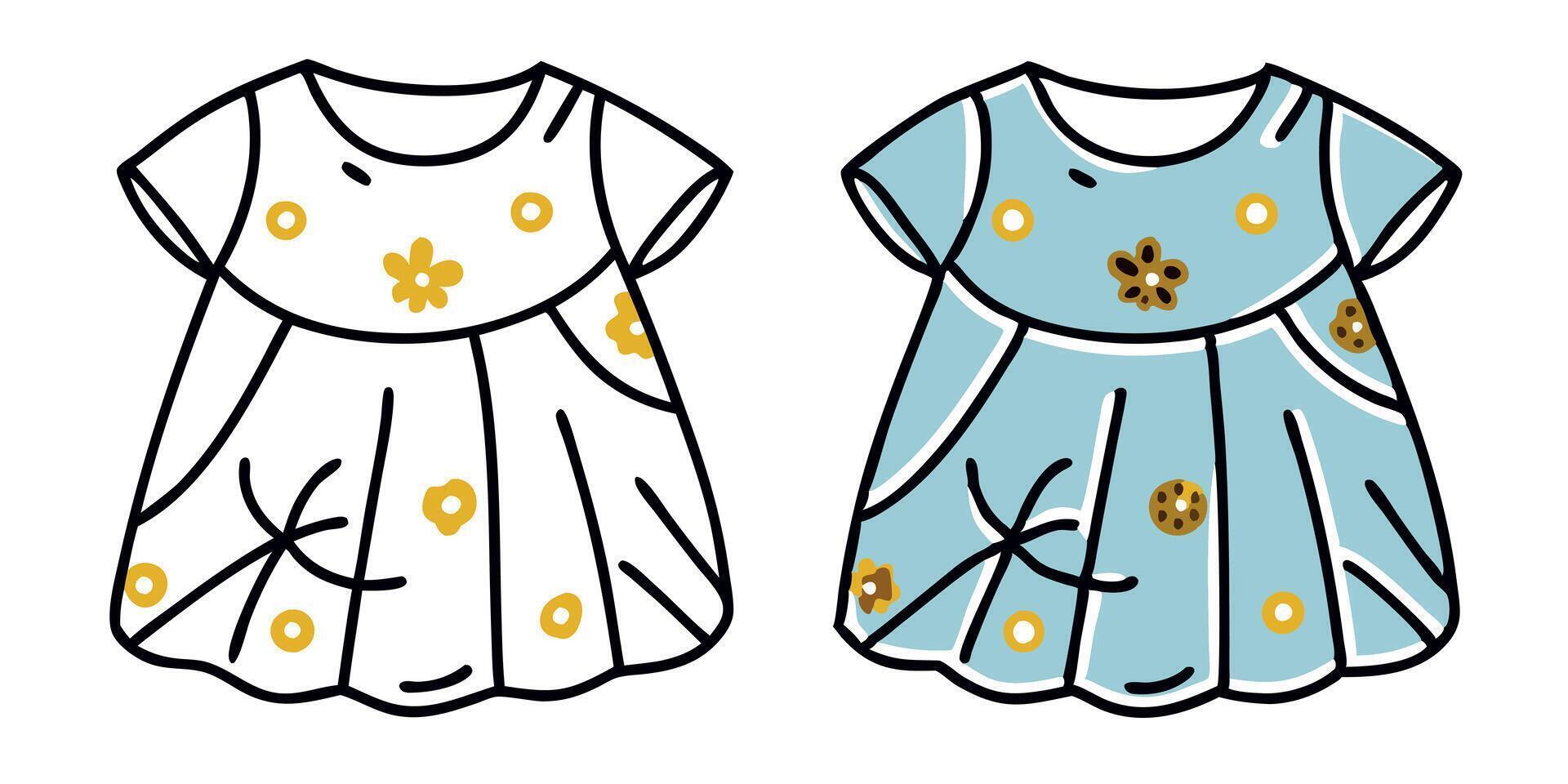 Two baby girl's dresses in different colors vector