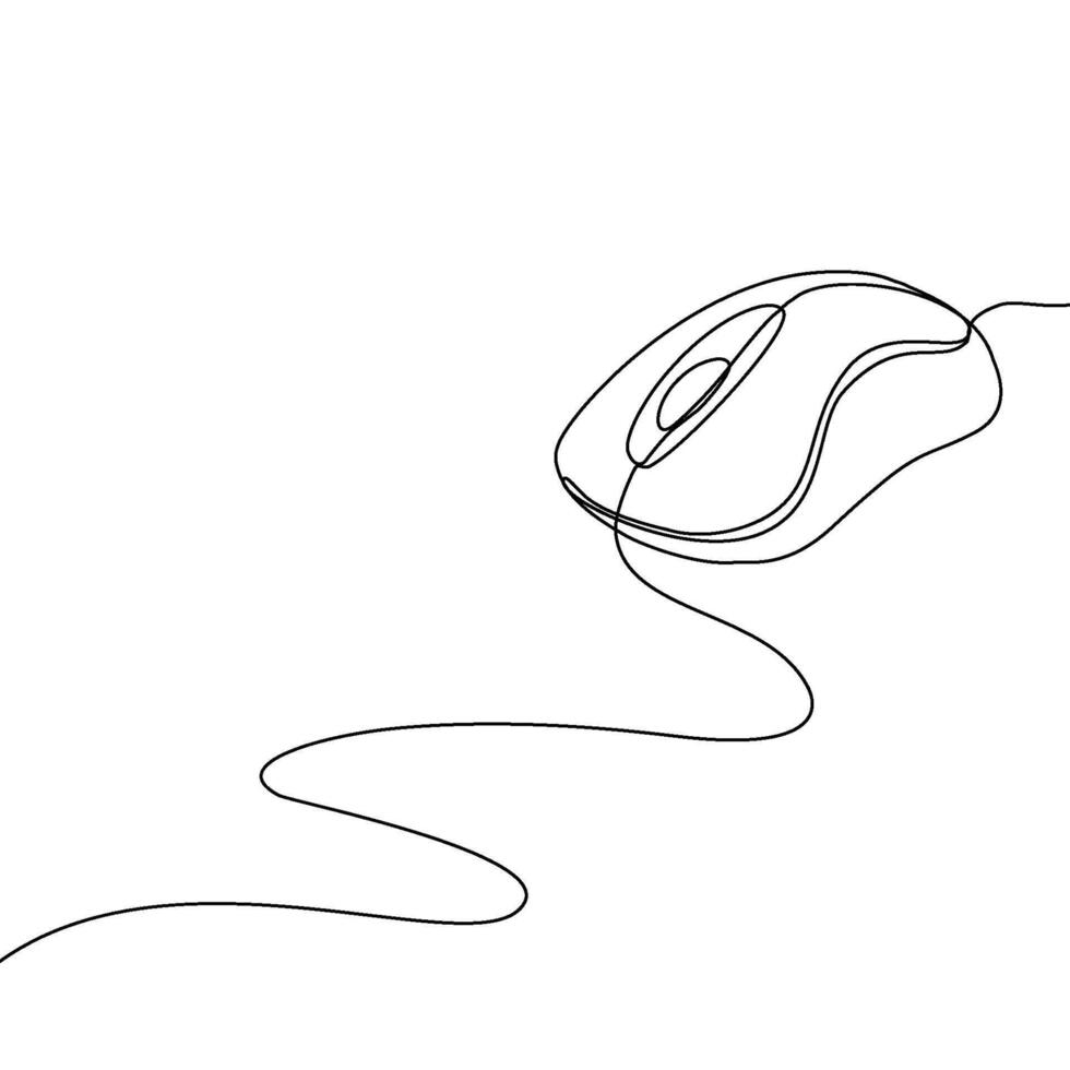 A line drawing of a computer mouse vector