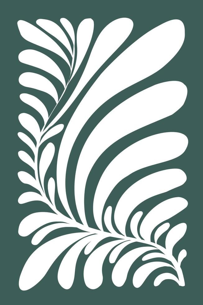 A white and green leaf design on a green background vector