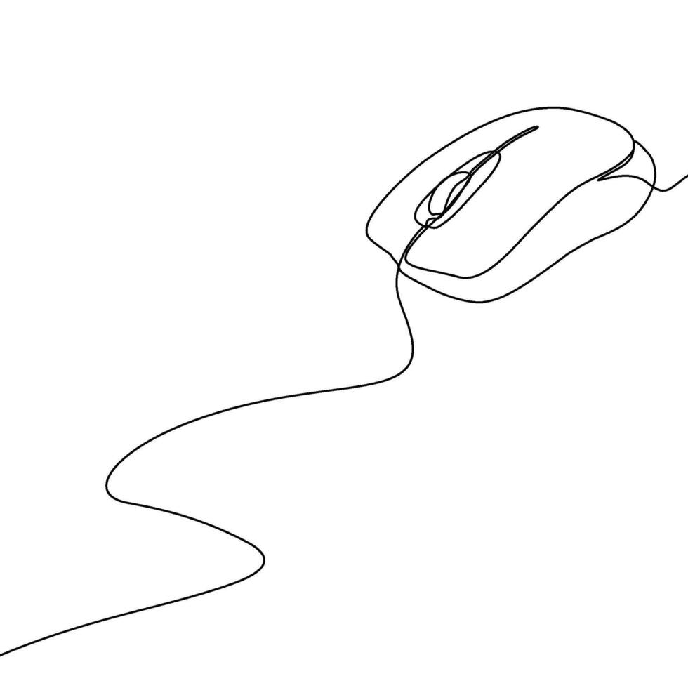 A line drawing of a computer mouse vector