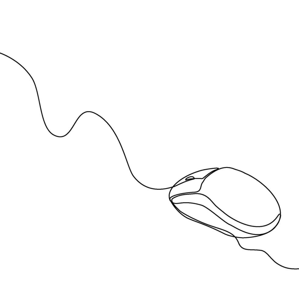 un dibujo de un computadora ratón conectado a un cable vector