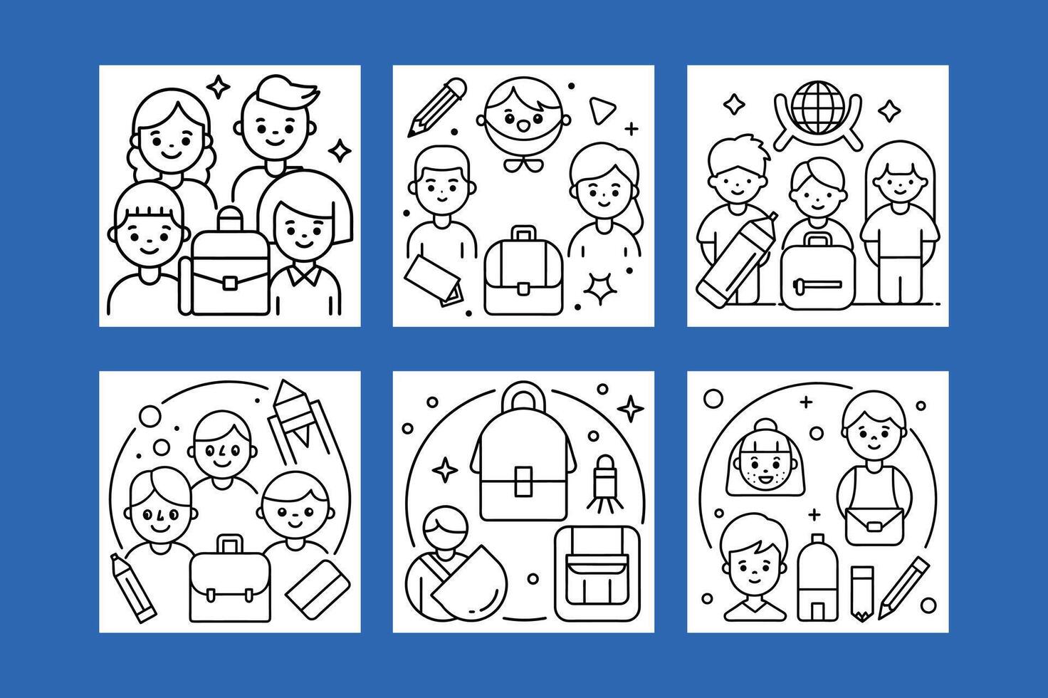 Back to school poster set design with school. vector