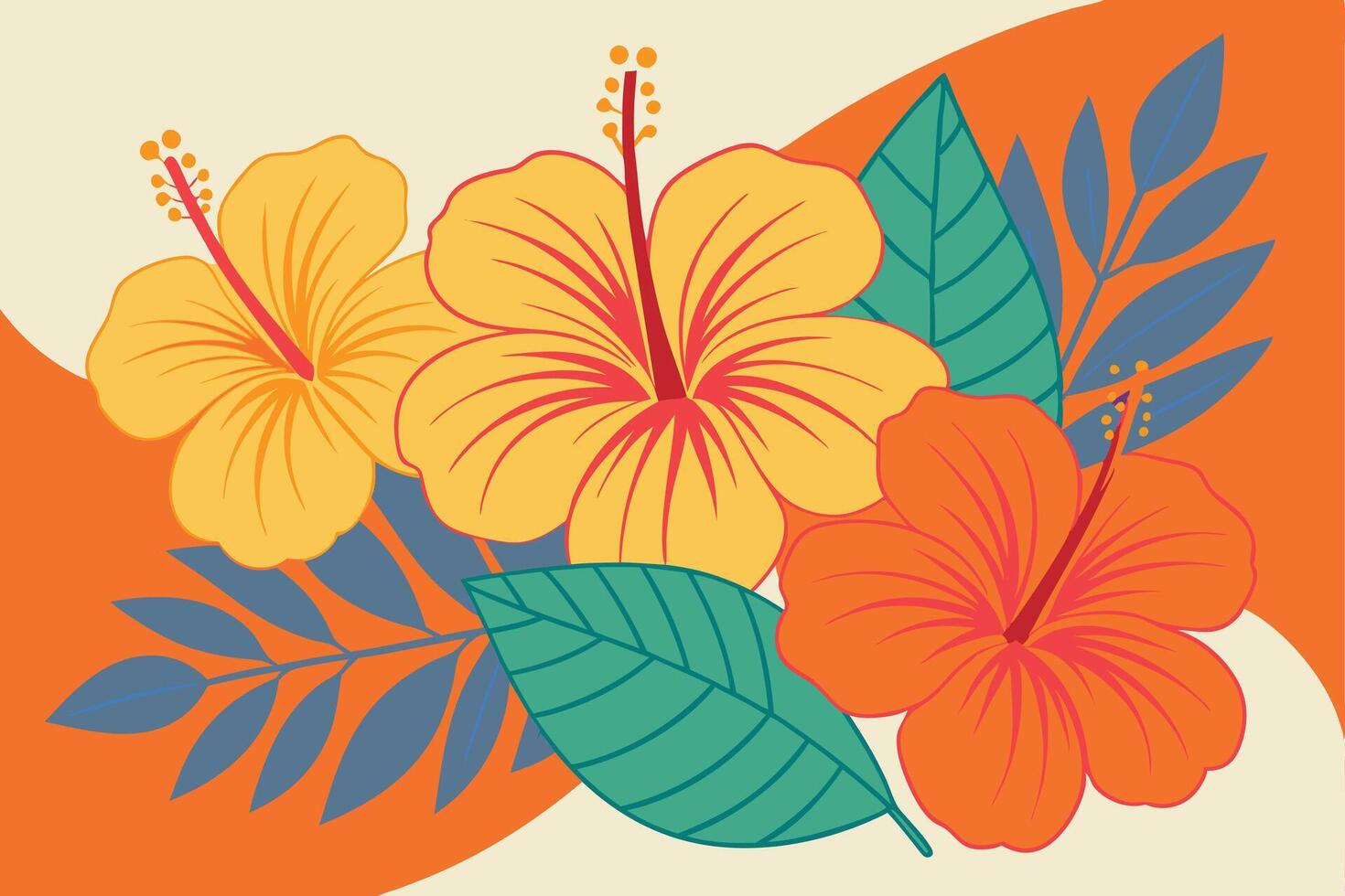 Vibrant Hibiscus Flowers Tropical Floral Design Summer