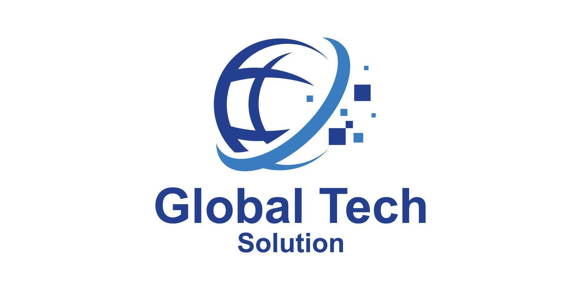 logo design combination of globe and modern technology, logo for global solutions, symbol, icon, idea, creative. vector