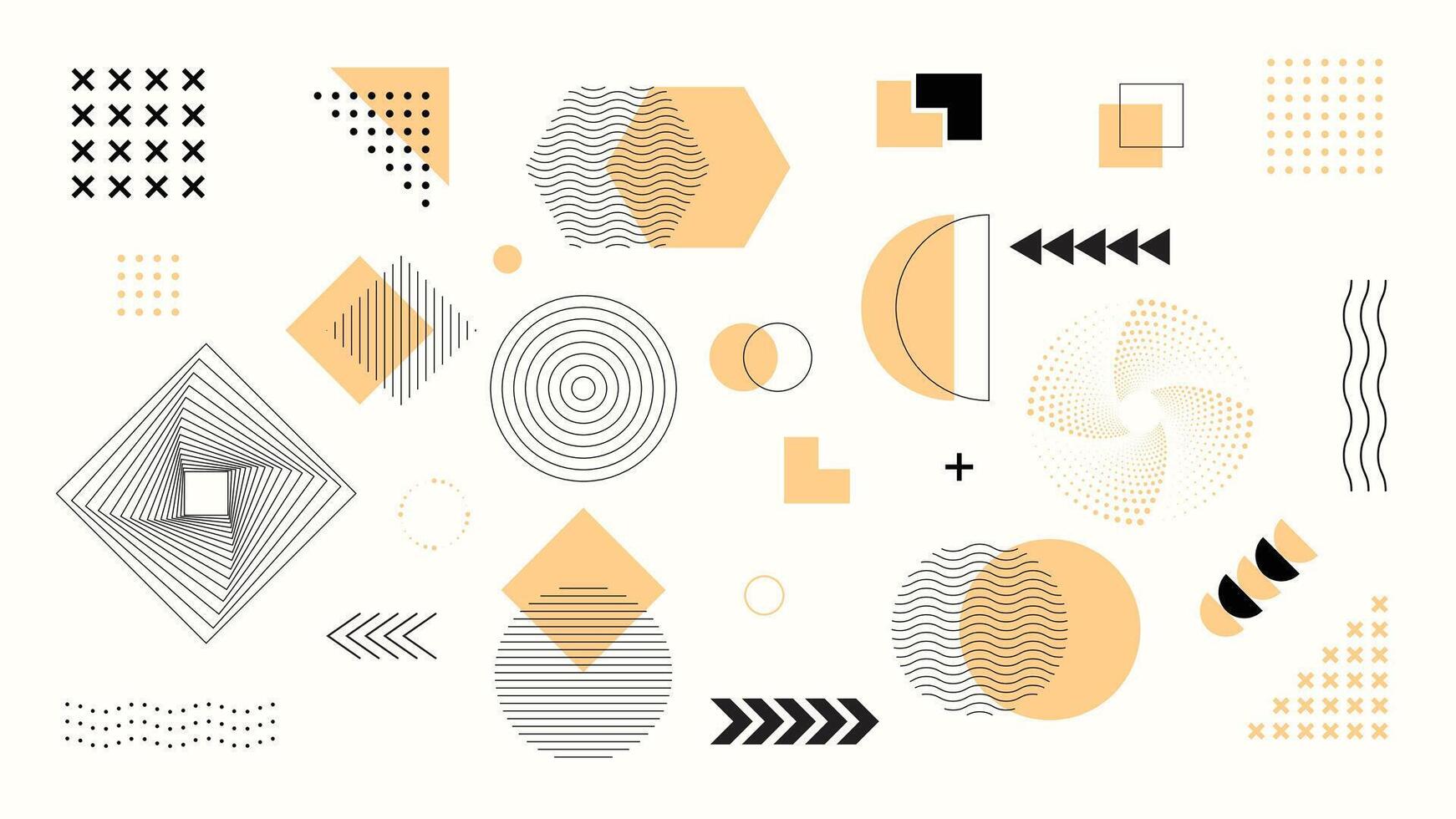 Mega Set of Memphis Design Elements, Abstract Geometric Shapes with Modern Hipster Style, Colorful Circle and Triangle Line Graphics. vector